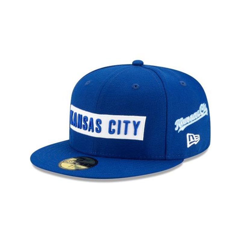 MLB Kansas City Royals Boxed Wordmark 59Fifty Fitted (EZS4312) - Blue New Era Caps